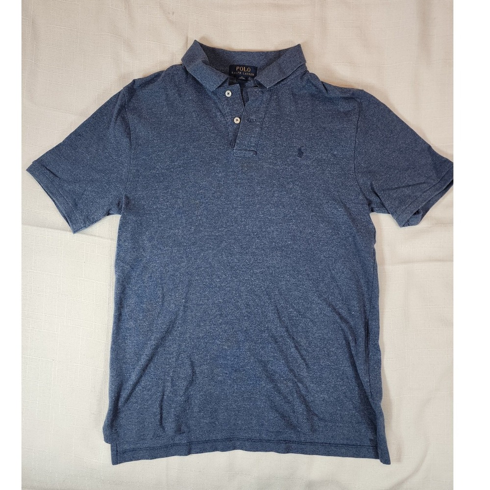 Polo Ralph Lauren Boys XL 18-20 Heathered Blue Short Sleeve Knit Polo Shirt